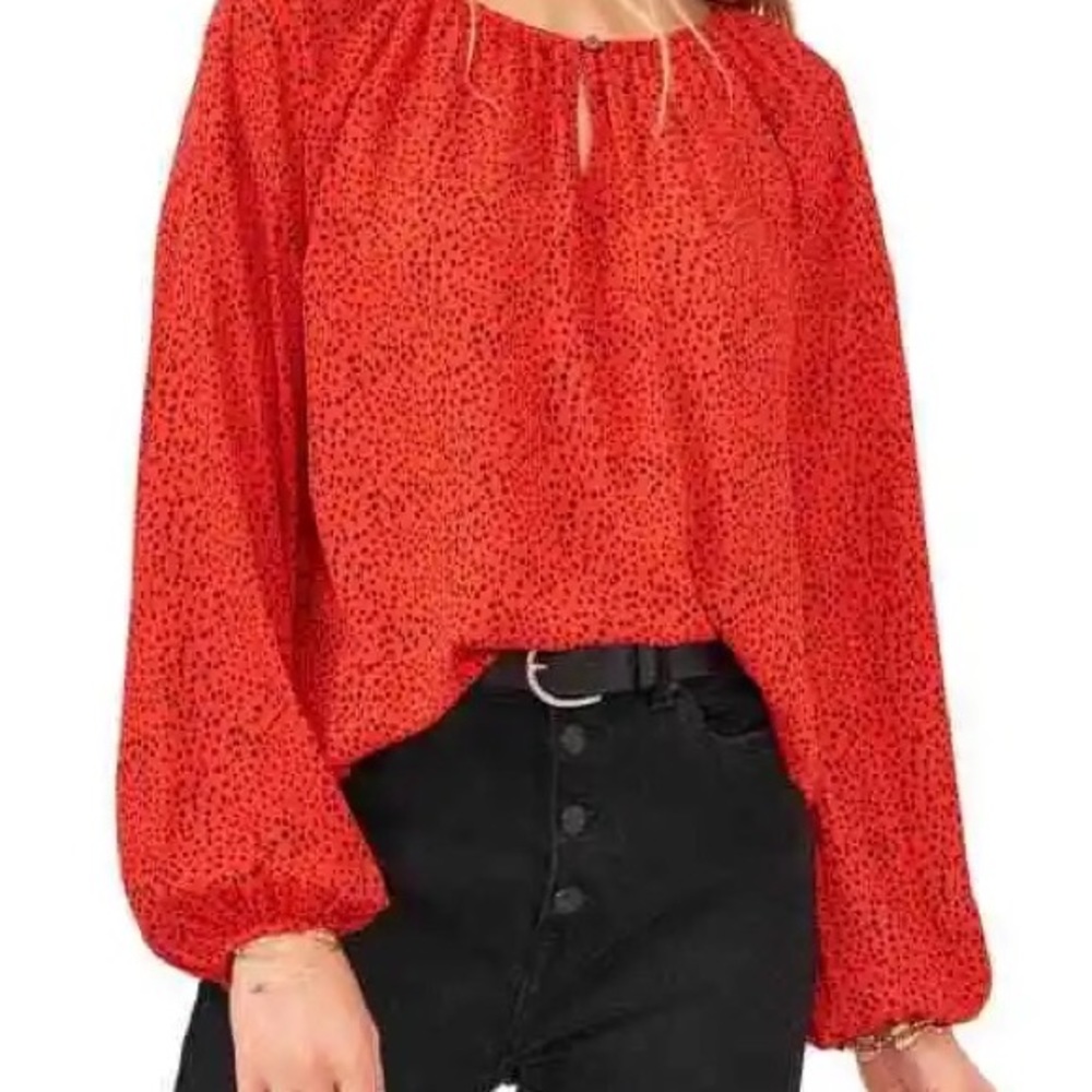 Vince Camuto Bright Dot Peasant Blouse, L